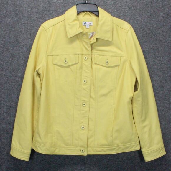 Denim & Co Women's Leather Jacket Butter Yellown Size Medium - Picture 1 of 6